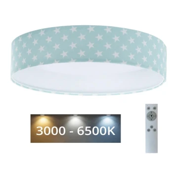 Plafón infantil LED regulable SMART GALAXY KIDS LED/24W/230V 3000-6500K estrellas verde/blanco + mando a distancia