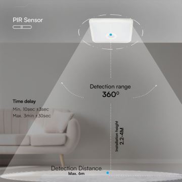Plafón LED con sensor SAMSUNG CHIP LED/12W/230V 3000/4000/6000K blanco