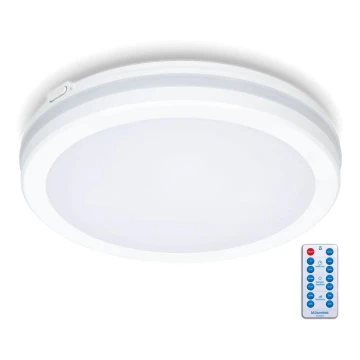 Plafón LED de baño con sensor LED/18W/230V 3000/4000/6500K IP65 diá. 30 cm blanco + control remoto