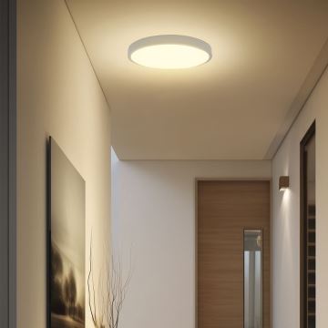 Plafón LED de baño con sensor LED/18W/230V IP44 3000K diá. 29 cm blanco + control remoto