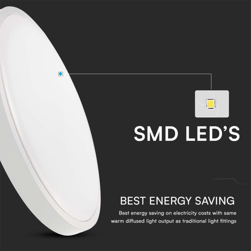 Plafón LED de baño con sensor LED/18W/230V IP44 3000K diá. 29 cm blanco + control remoto