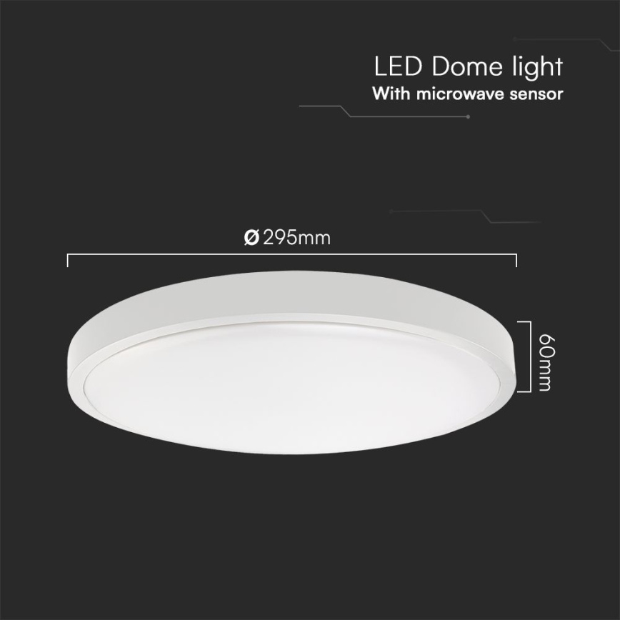 Plafón LED de baño con sensor LED/18W/230V IP44 3000K diá. 29 cm blanco + control remoto