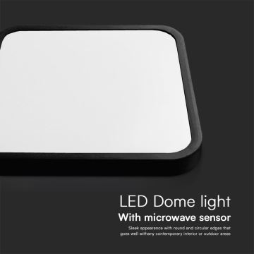 Plafón LED de baño con sensor LED/18W/230V IP44 4000K 29x29 cm negro + control remoto