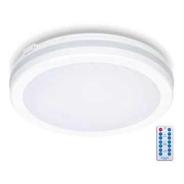 Plafón LED de baño con sensor LED/24W/230V 3000/4000/6500K IP65 diá. 30 cm blanco + control remoto