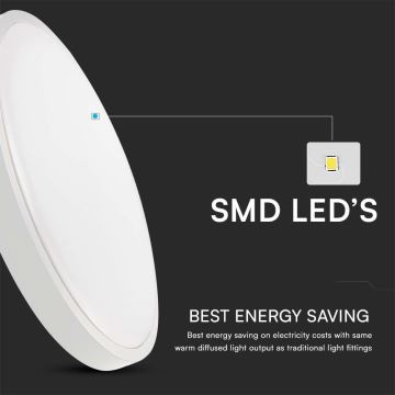 Plafón LED de baño con sensor LED/36W/230V IP44 4000K diá. 42 cm blanco + control remoto