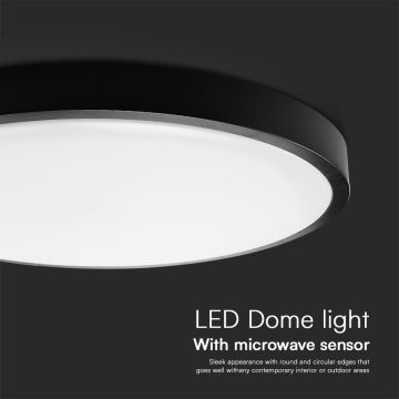 Plafón LED de baño con sensor LED/36W/230V IP44 4000K diá. 42 cm negro + control remoto