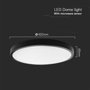 Plafón LED de baño con sensor LED/36W/230V IP44 4000K diá. 42 cm negro + control remoto