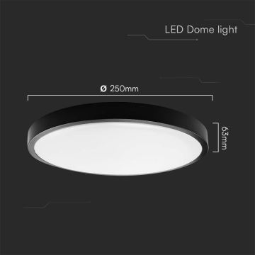 Plafón LED de baño LED/18W/230V IP44 3000K diá. 25 cm negro