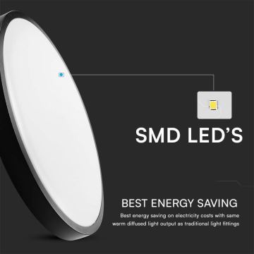 Plafón LED de baño SAMSUNG CHIP LED/18W/230V IP44 4000K diá. 25 cm negro