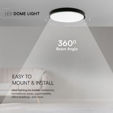 Plafón LED de baño LED/36W/230V IP44 4000K diá. 35 cm negro