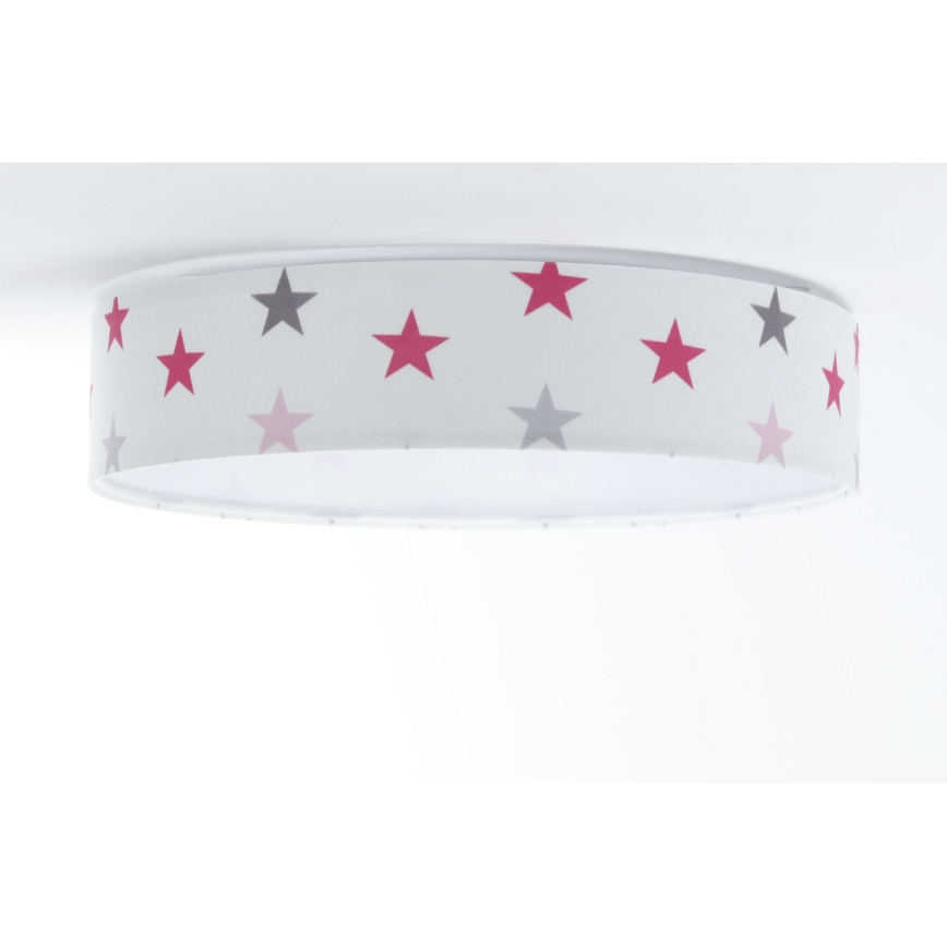 Plafón LED infantil GALAXY KIDS LED/24W/230V estrellas blanco/rosa/gris