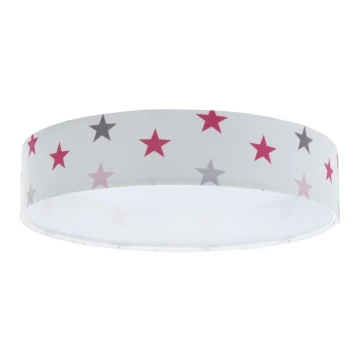 Plafón LED infantil GALAXY KIDS LED/24W/230V estrellas blanco/rosa/gris