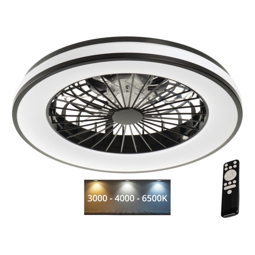 Plafón LED regulable con ventilador PLAVE 48W/230V 3000/4000/6500K + control remoto