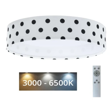 Plafón LED regulable para niños SMART GALAXY KIDS LED/24W/230V 3000-6500K puntos blanco/negro + mando a distancia
