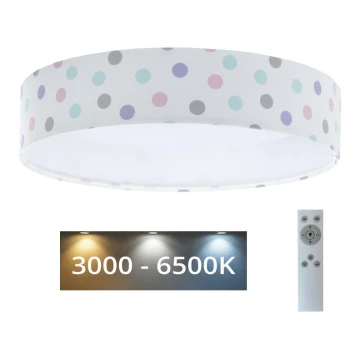 Plafón LED regulable para niños SMART GALAXY KIDS LED/24W/230V 3000-6500K puntos de colores + mando a distancia