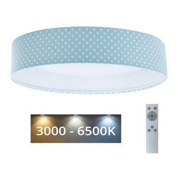 Plafón LED regulable para niños SMART GALAXY KIDS LED/24W/230V 3000-6500K puntos turquesa/blanco + mando a distancia