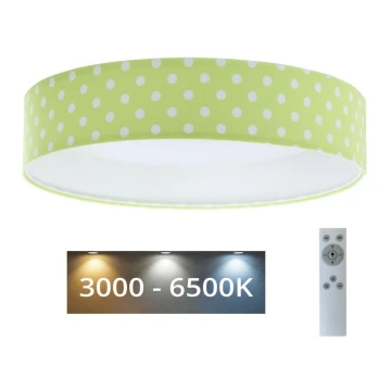 Plafón LED regulable para niños SMART GALAXY KIDS LED/24W/230V 3000-6500K puntos verde/blanco + mando a distancia