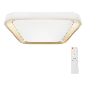 Plafón LED regulable QUADRO LED/66W/230V 3000-6000K blanco/dorado + mando a distancia