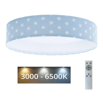 Plafón LED regulable SMART GALAXY KIDS LED/24W/230V 3000-6500K estrellas azul/blanco + mando a distancia