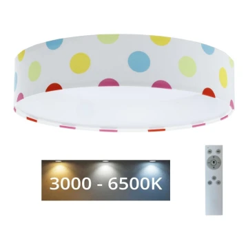 Plafón LED regulable SMART GALAXY KIDS LED/24W/230V 3000-6500K lunares multicolor + mando a distancia