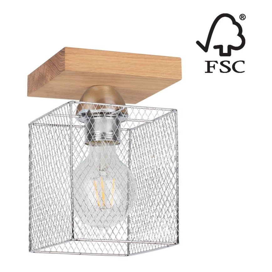 Plafón NORMAN WOOD 1xE27/25W/230V roble mate - Certificado FSC