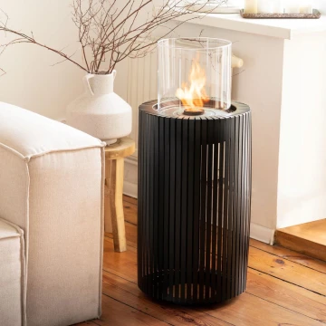 Planika - Chimenea BIO 87x37,6 cm 2,5kW negro + tapa protectora