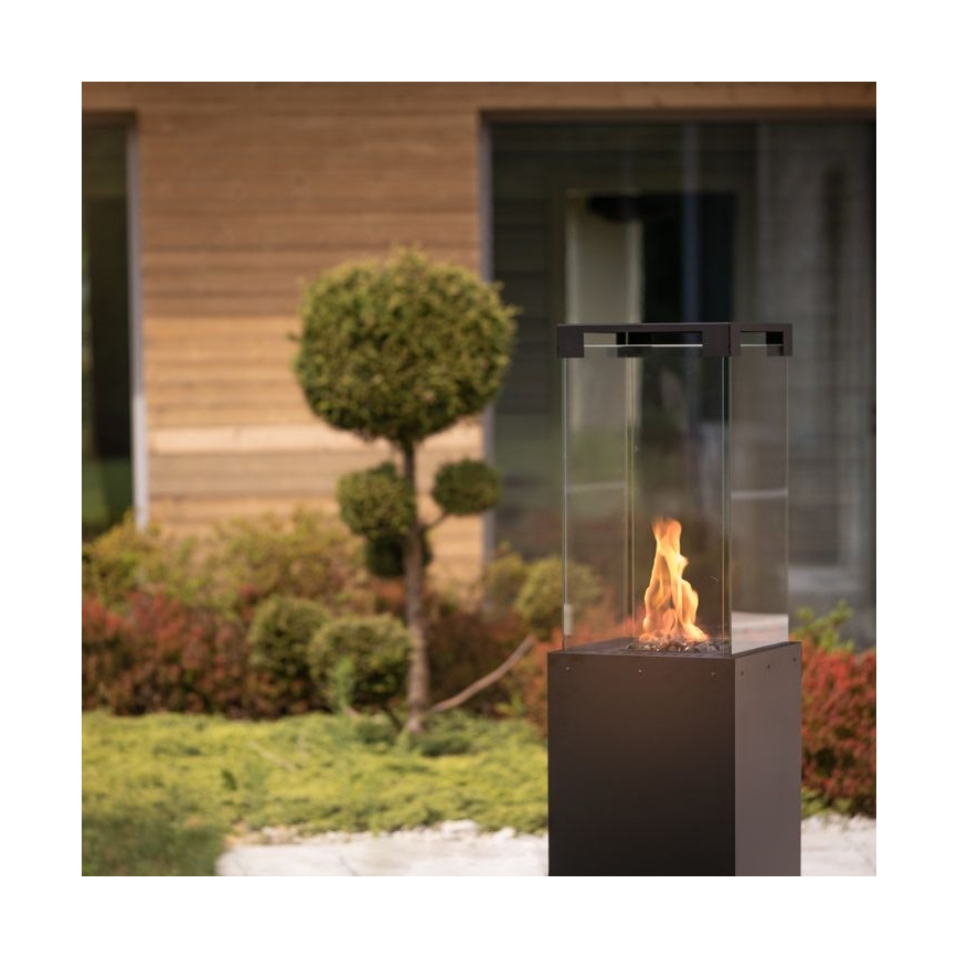 Planika - Chimenea de gas para exteriores 149,5x36 cm 8kW negro + funda protectora