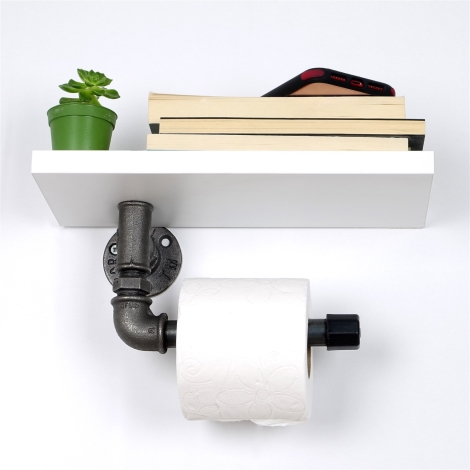 Portarrollos de papel higiénico de pie con estante para revistas de baño,  soporte para rollo de papel higiénico para