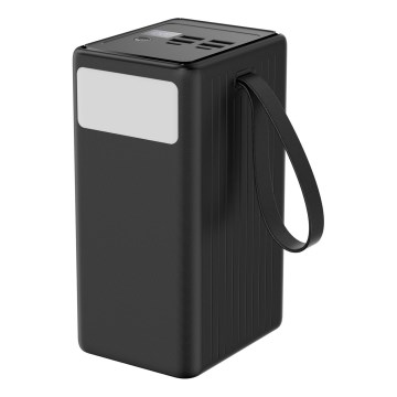 Power Bank 70000 mAh 20W Power Delivery 4xUSB-A + 2xUSB-C con Linterna LED con gancho e imán y USB-C cable 1m negro