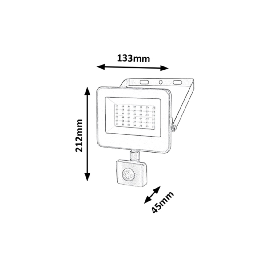 Rabalux - Reflector LED con sensor LED/30W/230V 4000K IP44 negro