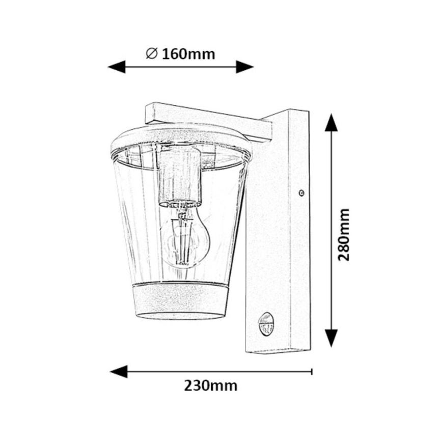 Rabalux - Aplique de exterior con sensor 1xE27/40W/230V IP44