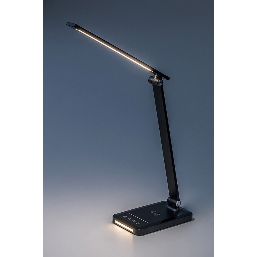 Rabalux 74213 - Lámpara LED de mesa flexible regulable con carga inalámbrica QI y USB LED/5W/5V 3000-6500K