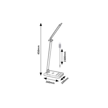 Rabalux 74213 - Lámpara LED de mesa flexible regulable con carga inalámbrica QI y USB LED/5W/5V 3000-6500K