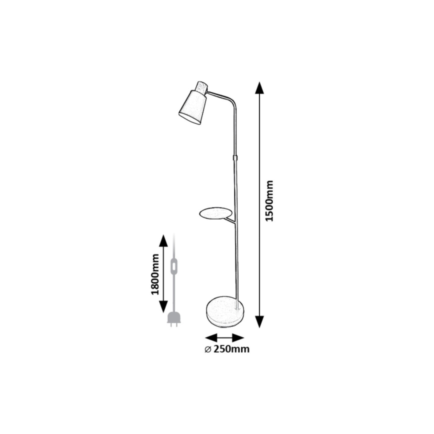 Rabalux - Lámpara de pie con estante 1xE27/40W/230V negro