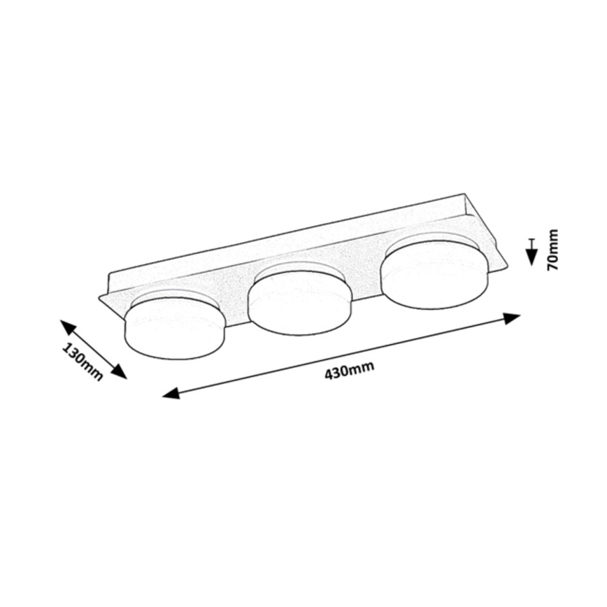 Rabalux - Plafón LED para baño 3xLED/6W/230V IP44 negro