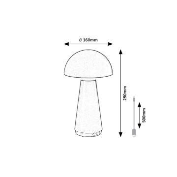 Rabalux - Lámpara de mesa LED recargable táctil regulable para exteriores LED/3W/5V 2000mAh IP44