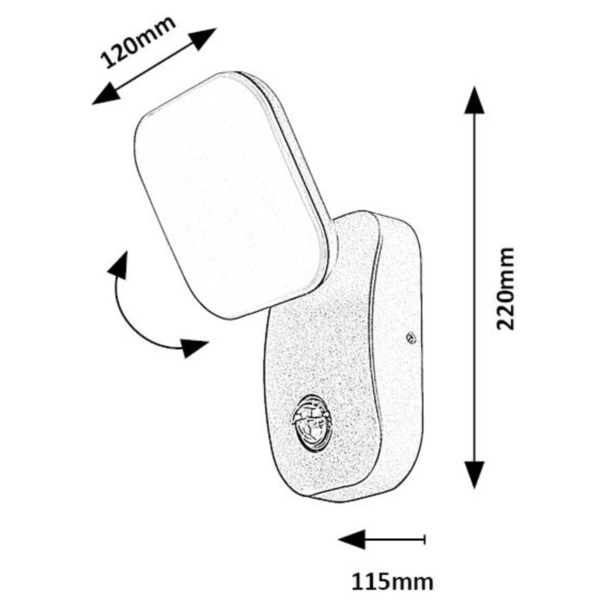 Rabalux - Aplique LED de exterior con sensor LED/12W/230V IP44