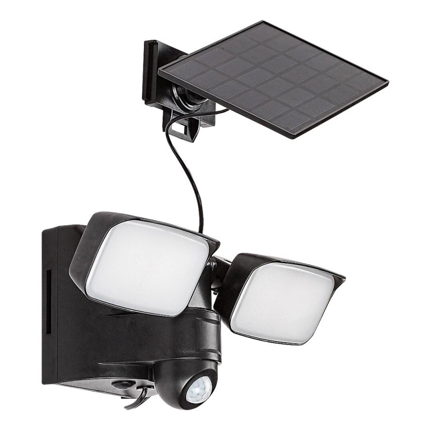 Rabalux - Aplique solar LED con sensor y panel exterior 2xLED/5W/3,7V IP54 negro