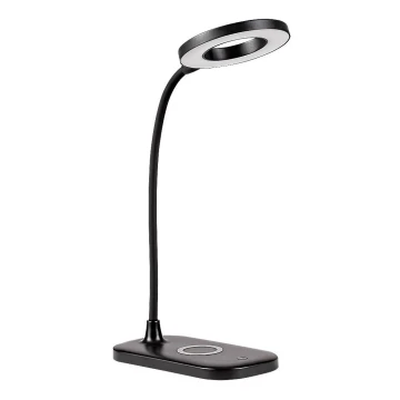 Rabalux - Lámpara de mesa regulable LED táctil con cargador inalámbrico LED/5W/5V 2700-6000K negro