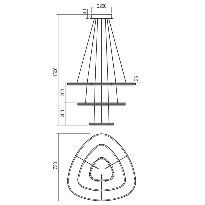 Redo 01-2457 - Lámpara LED colgante TRIAD LED/60W/230V 4000K bronce