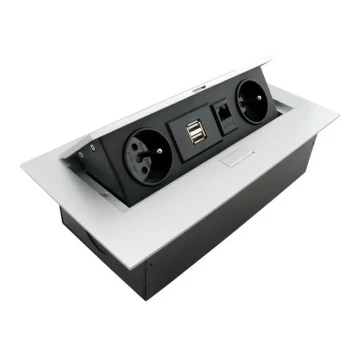 Regleta empotrable 2x230V/2xUSB/1xRJ45