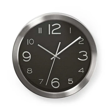 Reloj de pared 1xAA/1,5V acero inoxidable 30 cm negro