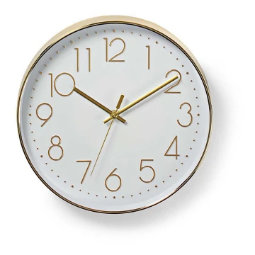 Reloj de pared 1xAA blanco/dorado