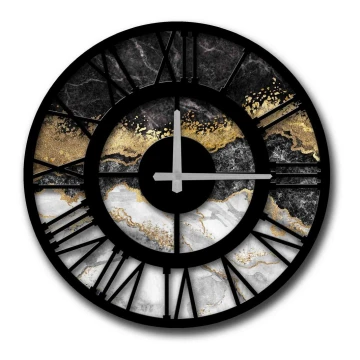 Reloj de pared 50 cm 1xAA negro/dorado/gris