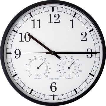 Reloj de pared con termómetro y medidor de humedad diá. 30 cm 1xAA negro/blanco