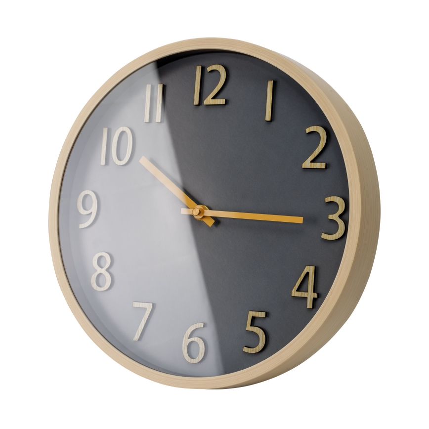 Reloj de pared diá. 30 cm 1xAA dorado/gris