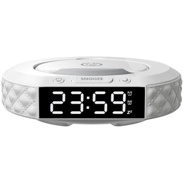 Reloj despertador con pantalla LCD y inalámbrico Qi con cargador 27W/9V blanco