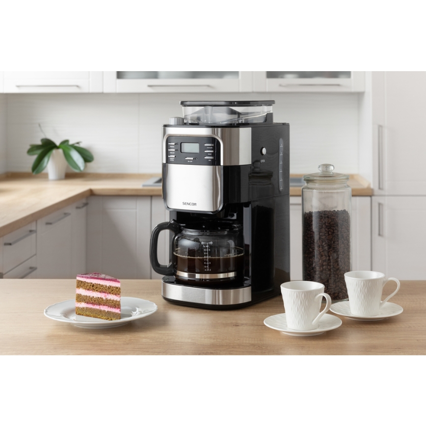 Sencor - Cafetera de goteo de 1,5 l con pantalla LCD 900W/230V