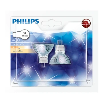 SET 2x Bombilla halógena Philips GU4/35W/12V