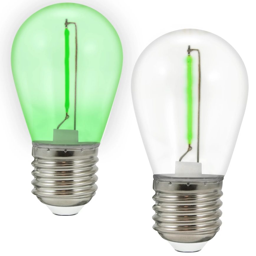 SET 2x Bombilla LED PARTY E27/0,3W/36V verde